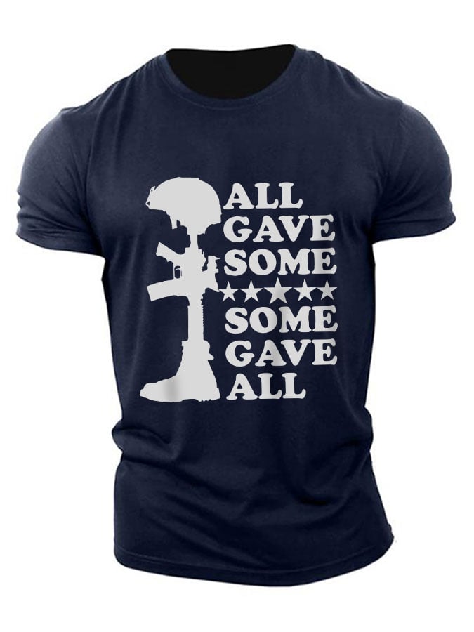 Men's 'All Gave Some, Some Gave All' Print Loose Fit T-Shirt