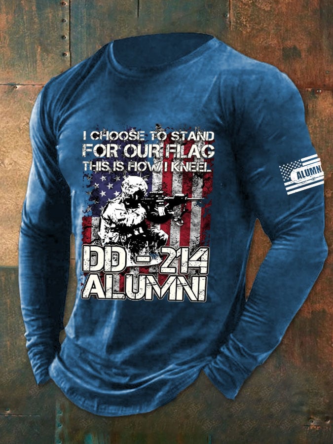 Men's I Choose To Stand For Our Flag This Is How I Kneel DD-214 Print T-Shirt