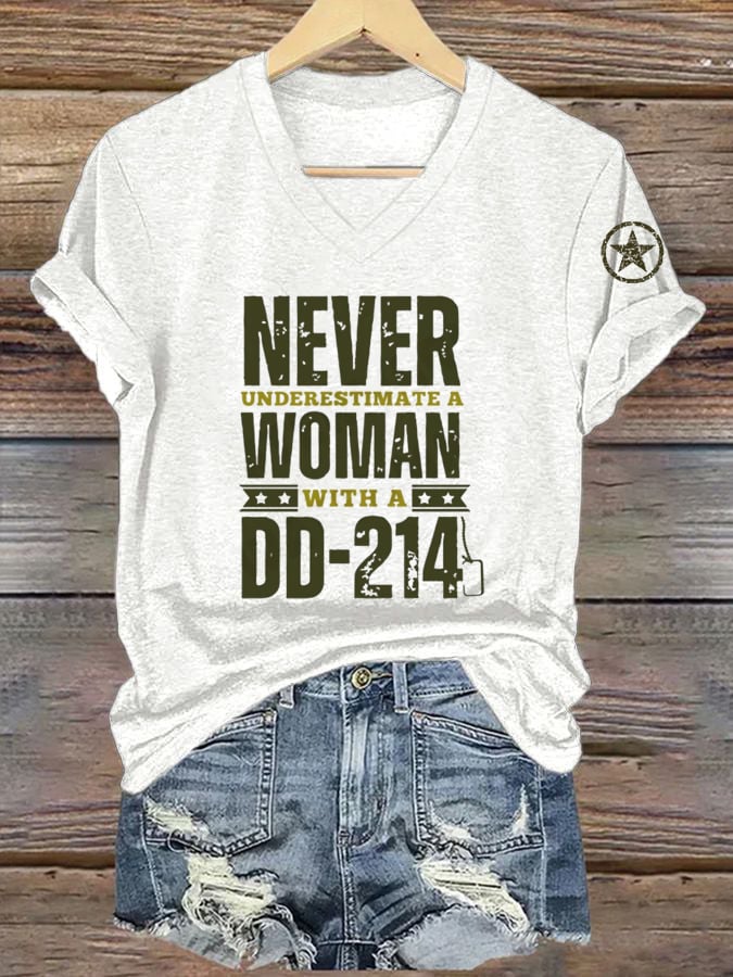 Women's Veterans Day DD-214 Printed Casual T-Shirt