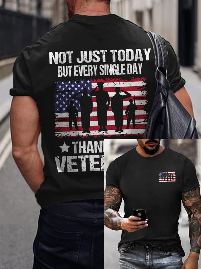 Men's Veteran Retro Print Casual T-Shirt