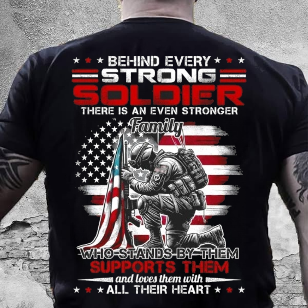 Behind  Every Strong Solider Pattern 100% Cotton T-Shirt