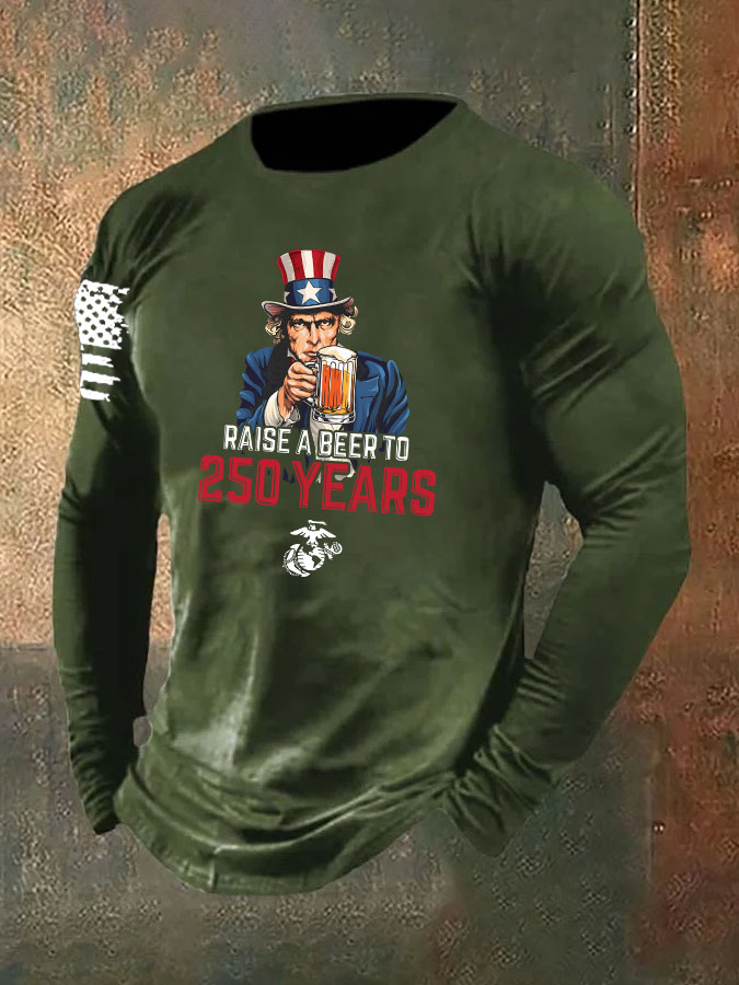 Raise A Beer  To 250 Years  Pattern Long Sleeve T-Shirt