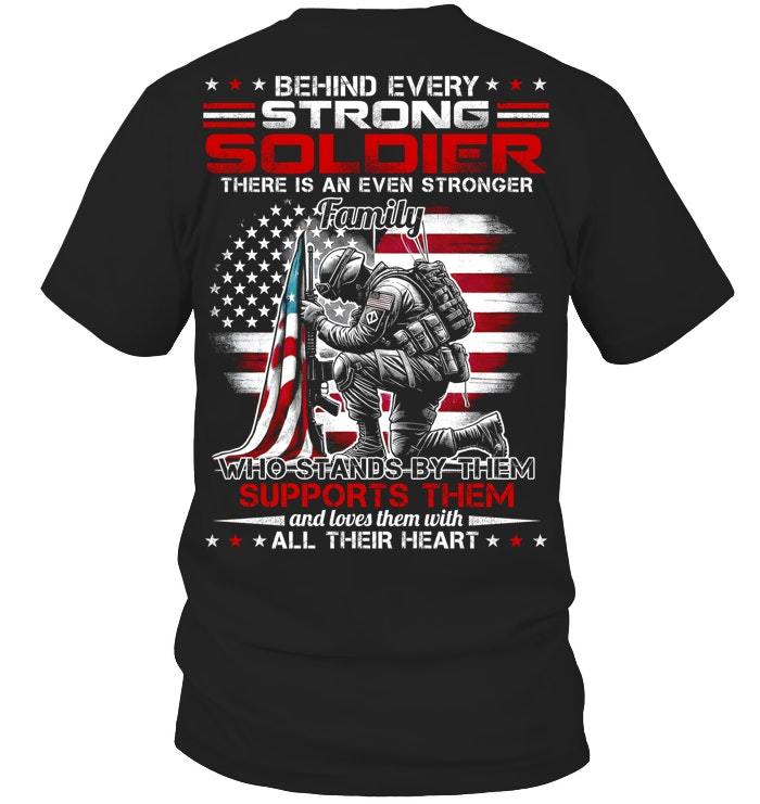 Behind  Every Strong Solider Pattern 100% Cotton T-Shirt