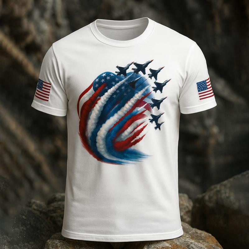 Patriotic Flag Print Casual Short Sleeve T-Shirt