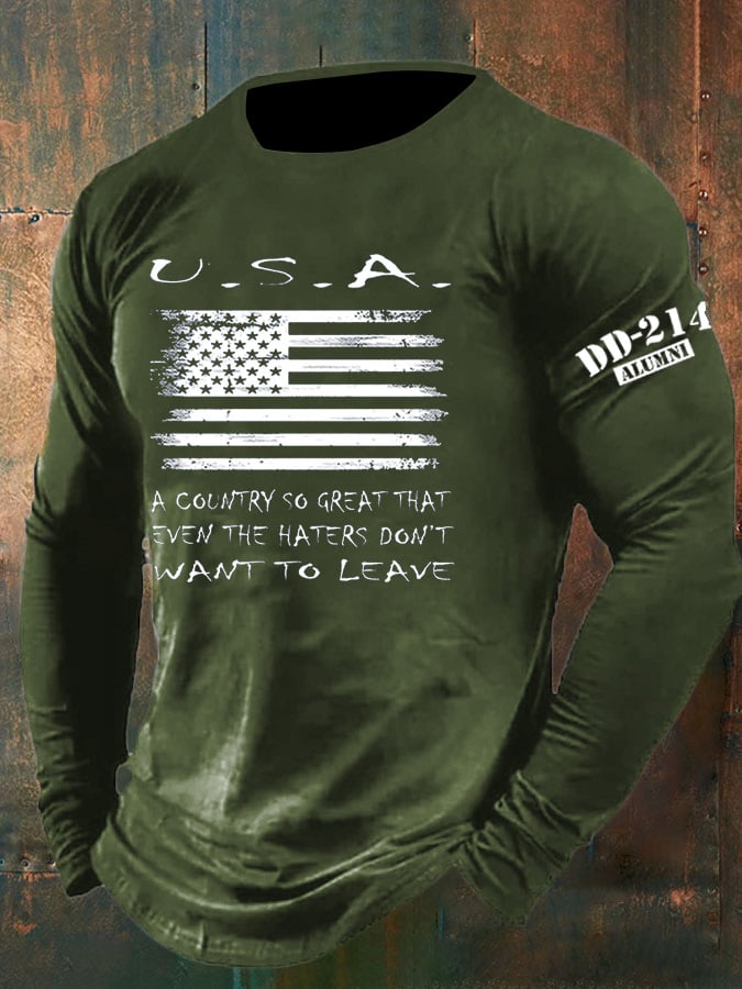 Men's Veteran Vintage Print Long Sleeve T-Shirt