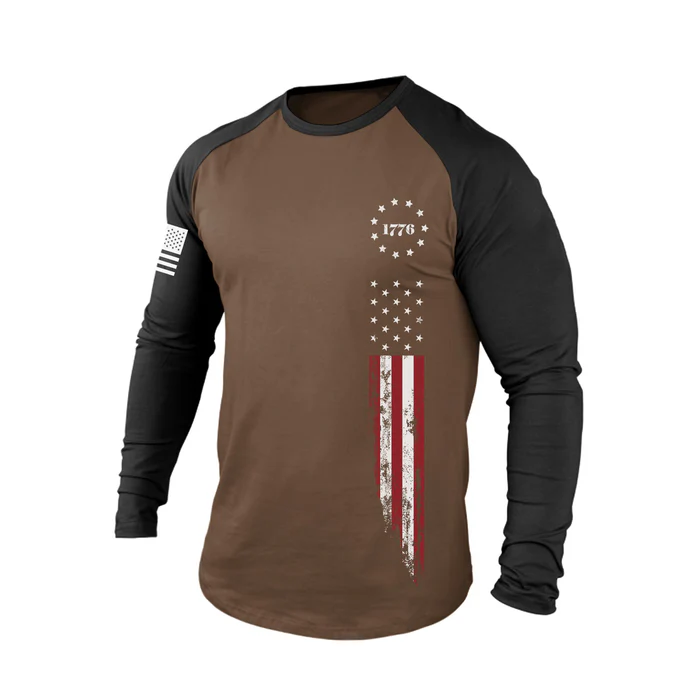 1776 American Flag Raglan Graphic Long Sleeve T-Shirt
