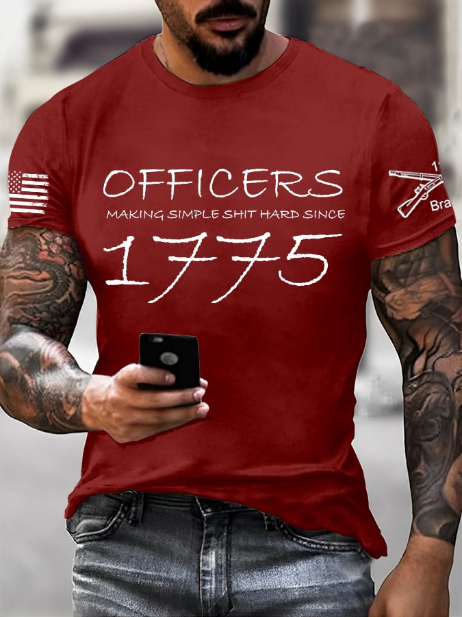 Men's Veteran Retro Print Casual T-Shirt