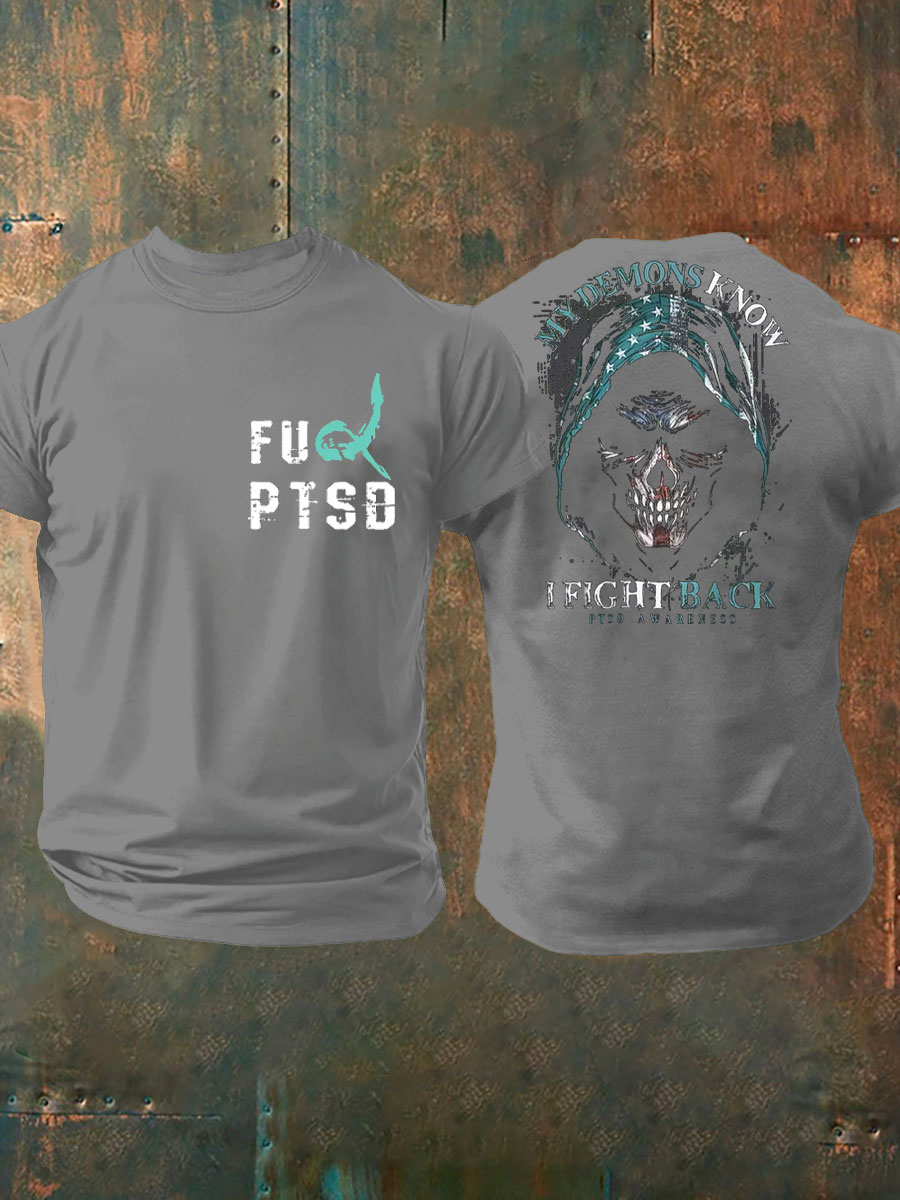 Men's PTSD Awareness Veteran Printed T-shirt