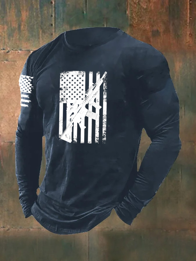 Men's Second Amendment AR-15 Rifle Pattern Long Sleeve T-Shirt