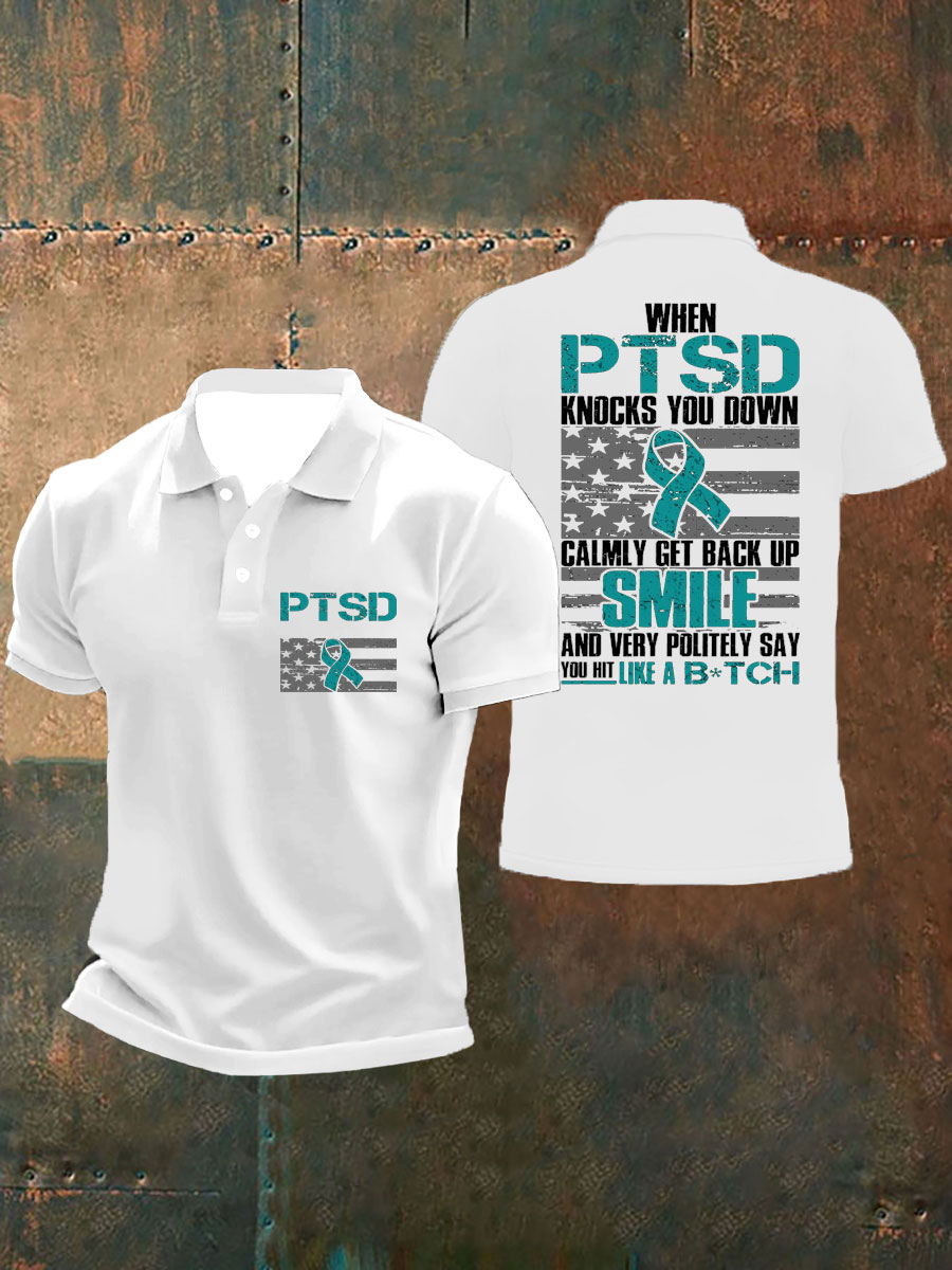 Men's PTSD Awareness Veteran Printed Casual Tops
