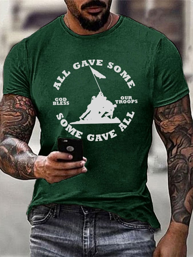 Men's All Gave Some, Some Gave All Flag Print T-Shirt