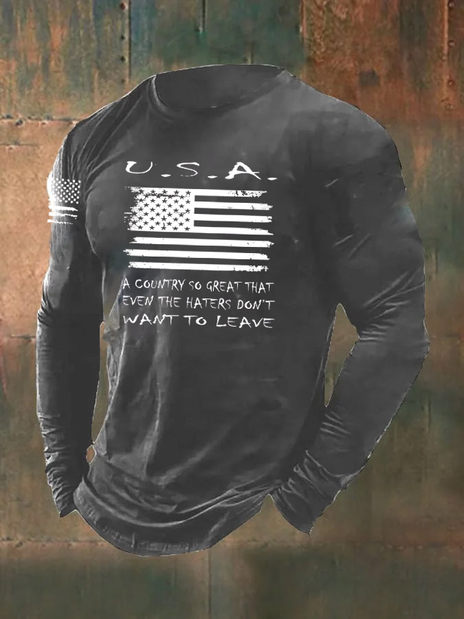 Men's USA Pattern Long Sleeve T-Shirt