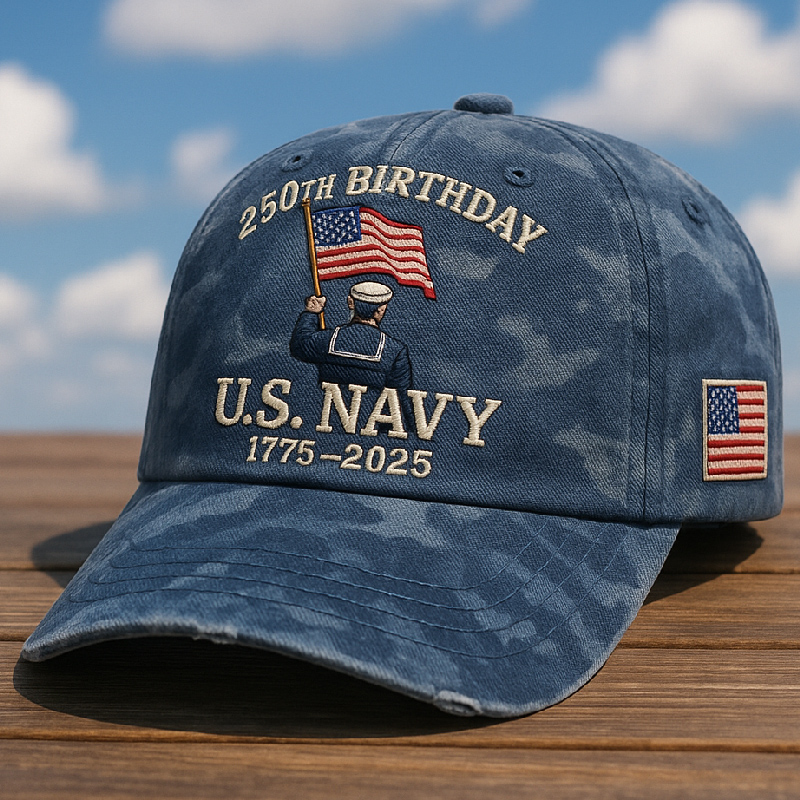 US Navy 250th Anniversary Casual Print Hat