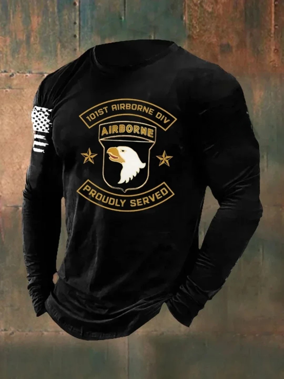 Men's Veterans Day 101st  Airborne Pattern Long Sleeve T-Shirt