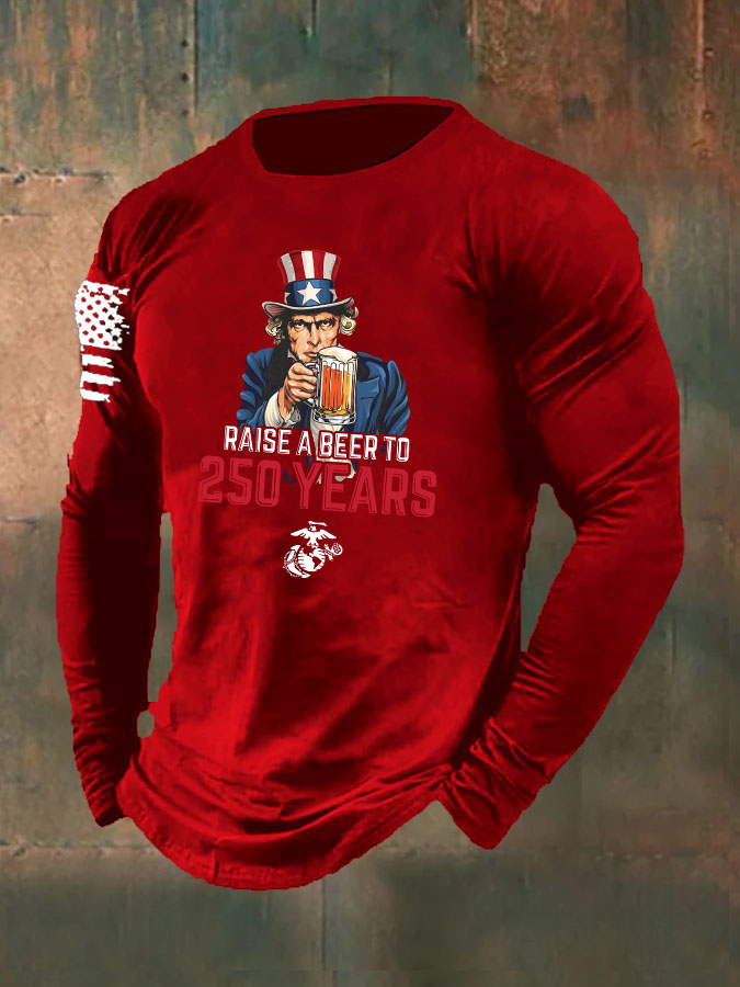 Raise A Beer  To 250 Years  Pattern Long Sleeve T-Shirt