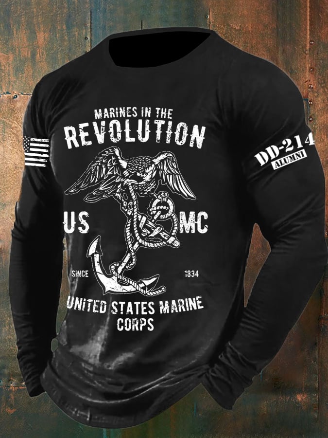 Men's Veteran Vintage Print Long Sleeve T-Shirt
