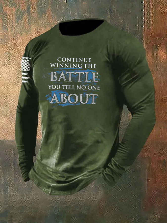 Men's Veterans Day Battle About  Pattern Long Sleeve T-Shirt