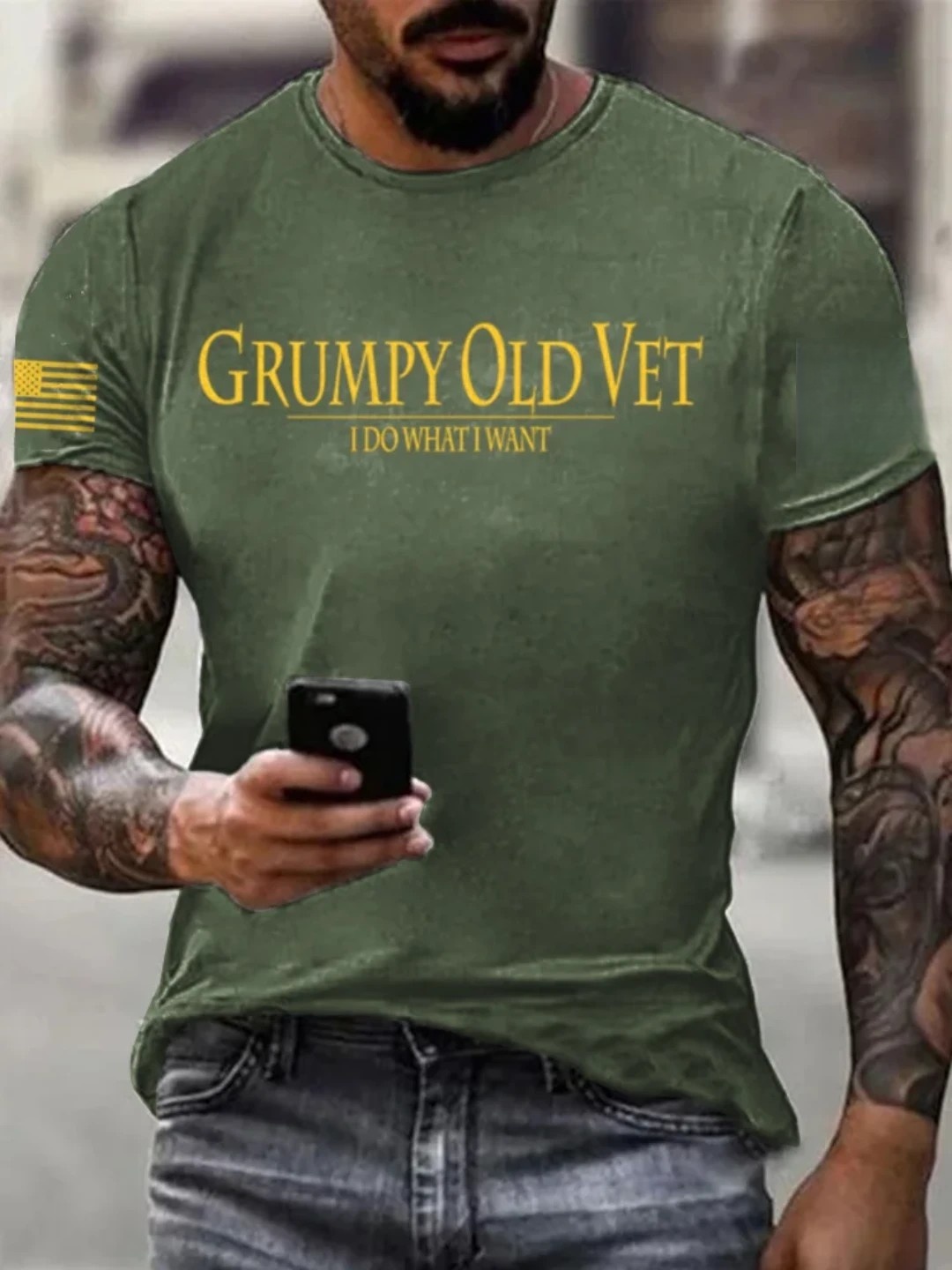 Men's Grumpy OLD Vet Printed Casual T-Shirt