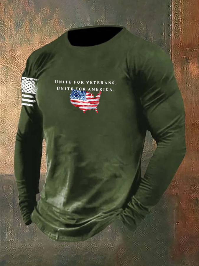 Men's Unite For Veterans Unite For America Pattern Long Sleeve T-Shirt
