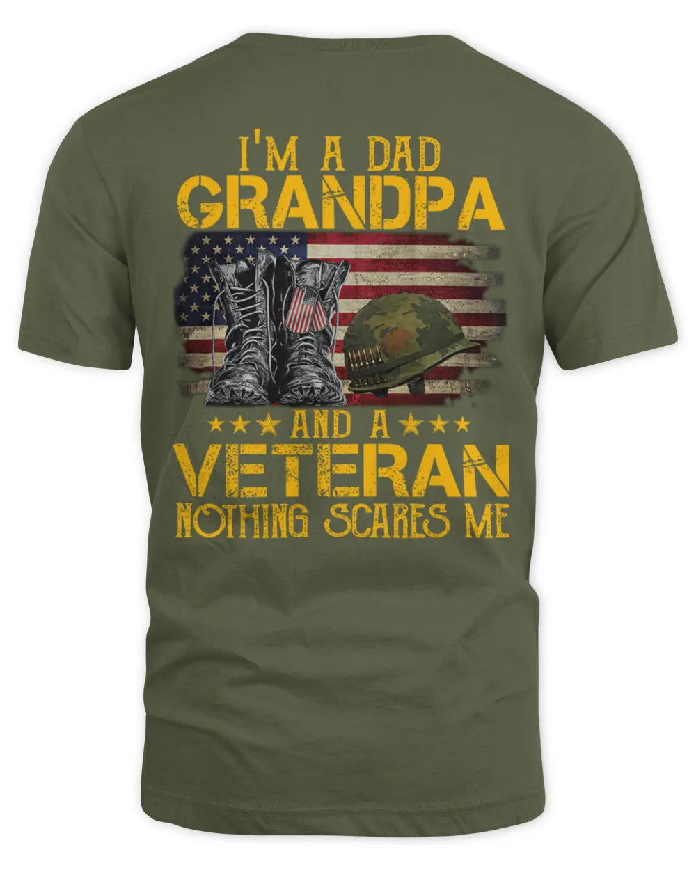 A Dad Veteran Nothing Scares Me  Pattern 100% Cotton T-Shirt