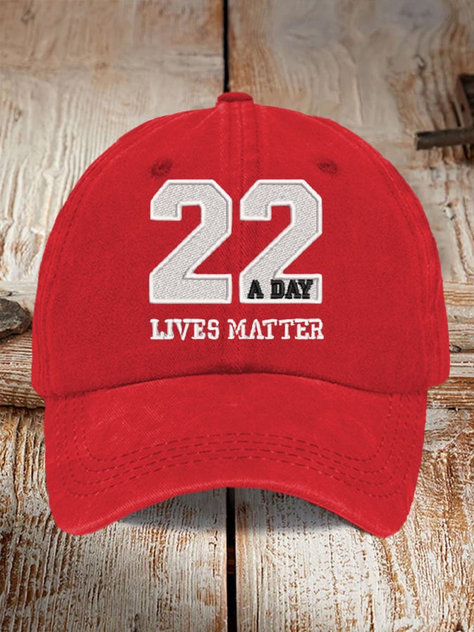 22 Days Lives Matter Veterans Suicide Awareness Print Baseball Cap