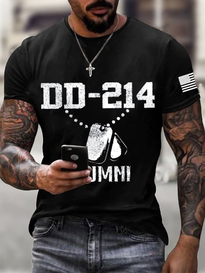 Men's Retro Dd-214 Veteran Print T-Shirt
