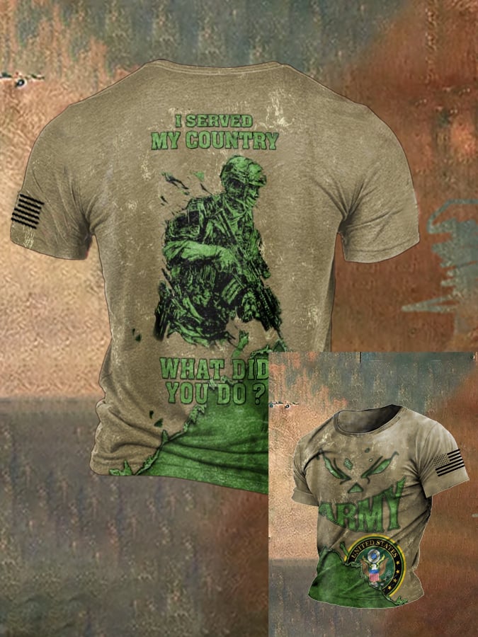 Men's Vintage US Military DD-214 Veteran Print T-Shirt