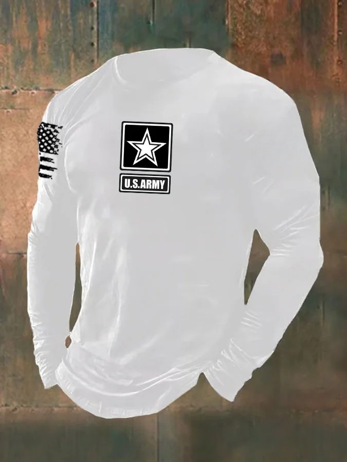 Men's  American Veterans's Day Army pattern Pattern Long Sleeve T-Shirt