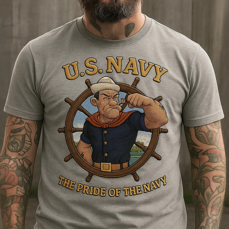 US Navy Art Illustration Printed T-shirt