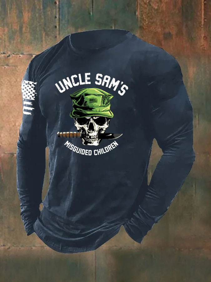 Men's Funny Skull Pattern Long Sleeve T-Shirt