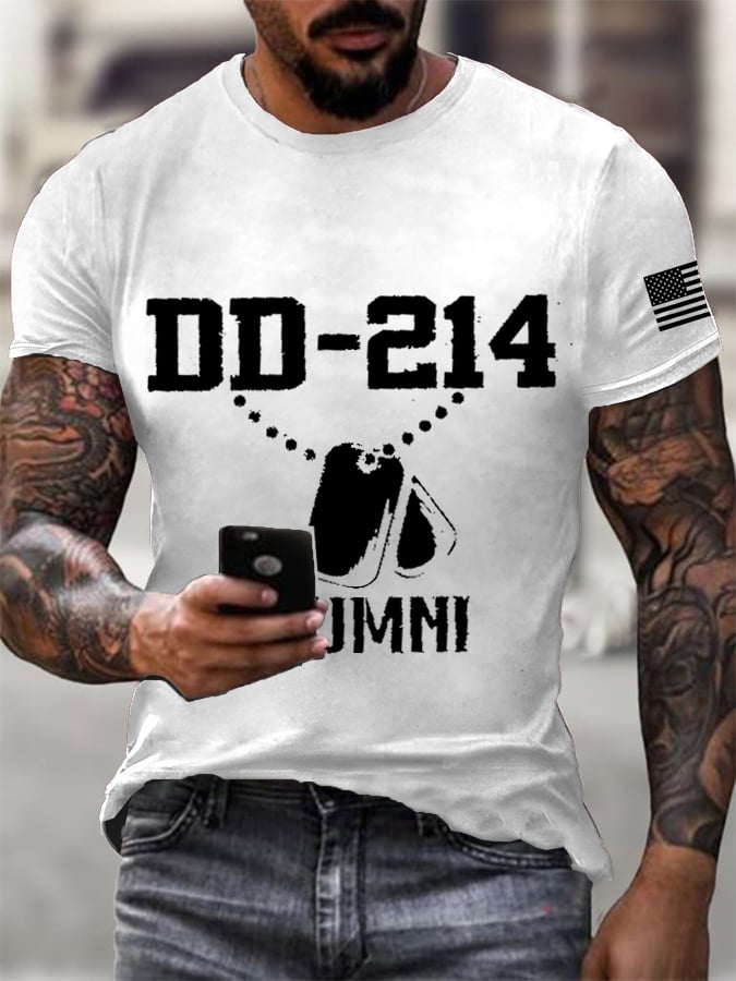 Men's Retro Dd-214 Veteran Print T-Shirt