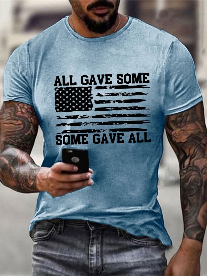 Men's All Gave Some, Some Gave All Flag Print T-Shirt