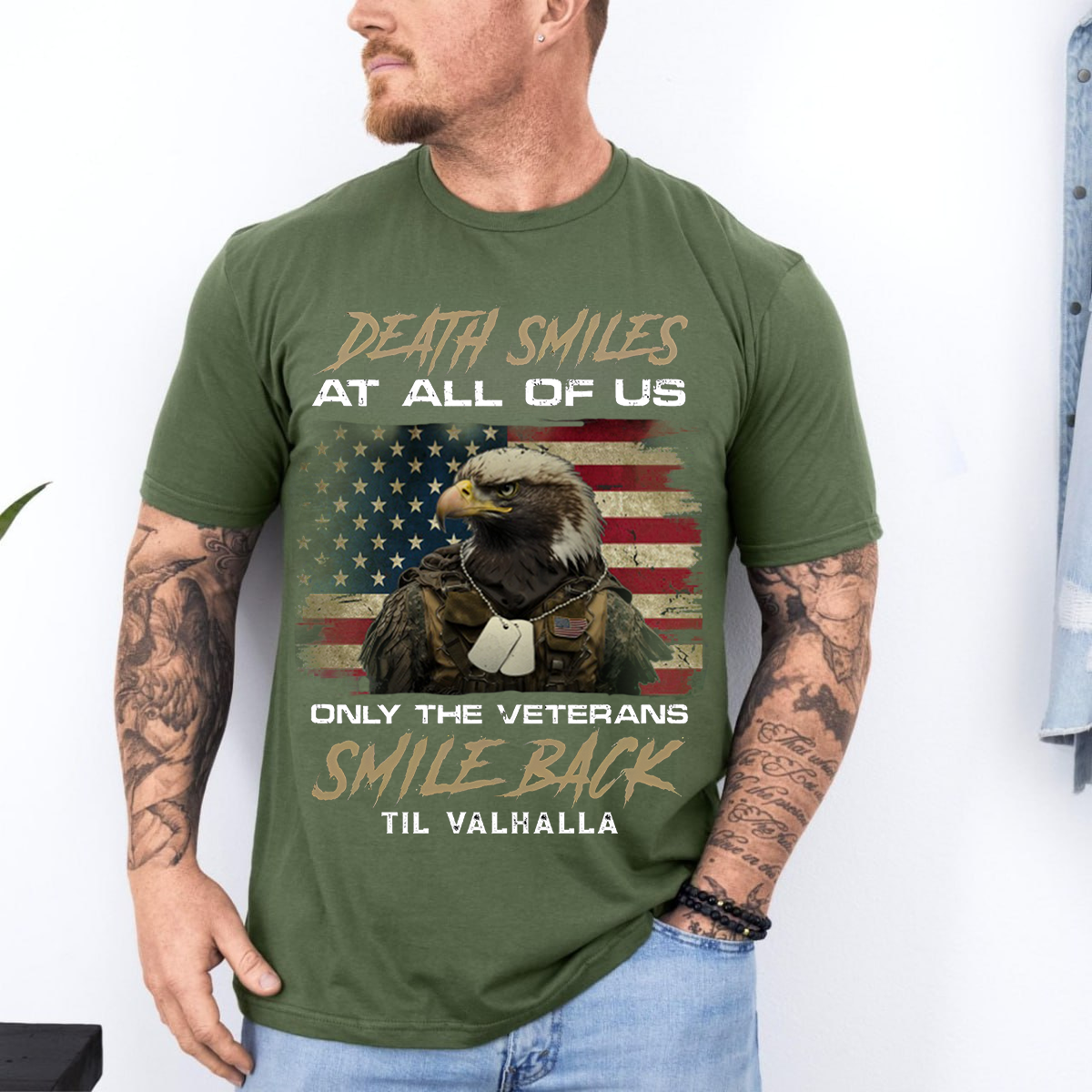 Death Smiles At Us All Only The Veterans Smile Back T-Shirt, Til Valhalla Veteran Tee
