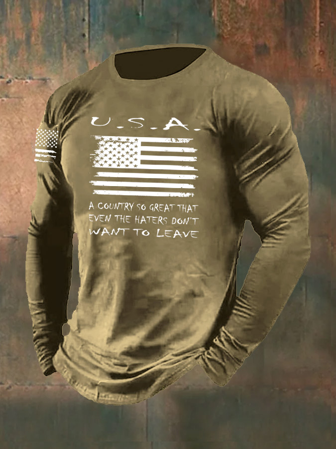 Men's USA Pattern Long Sleeve T-Shirt