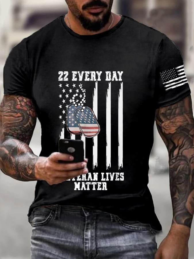 Men's 22 A Day Veteran Lives Matter Print T-Shirt