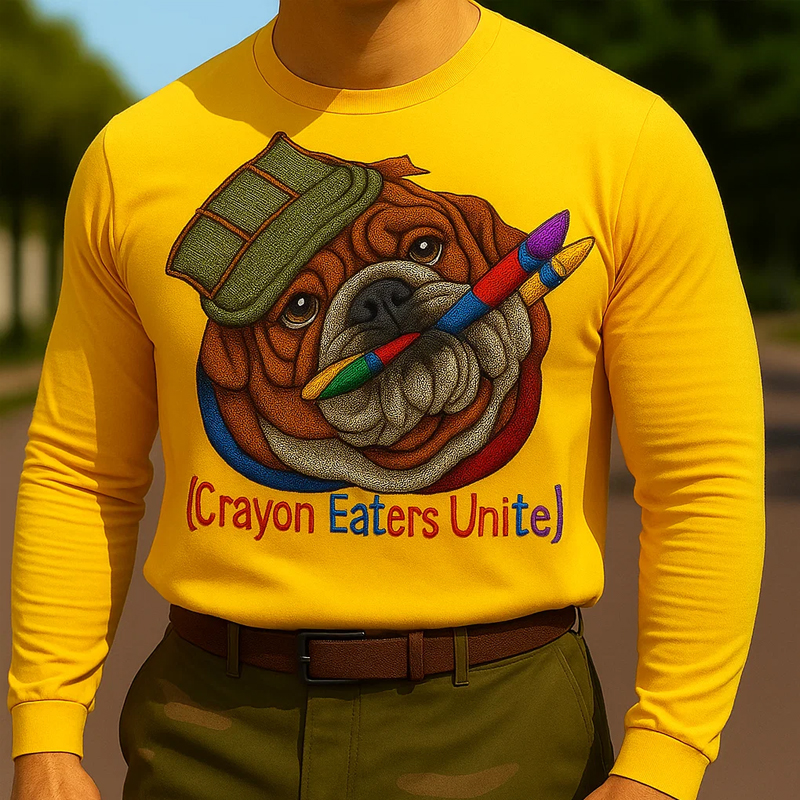 USMC Veteran Crayon Eater Print Long Sleeve T-shirt