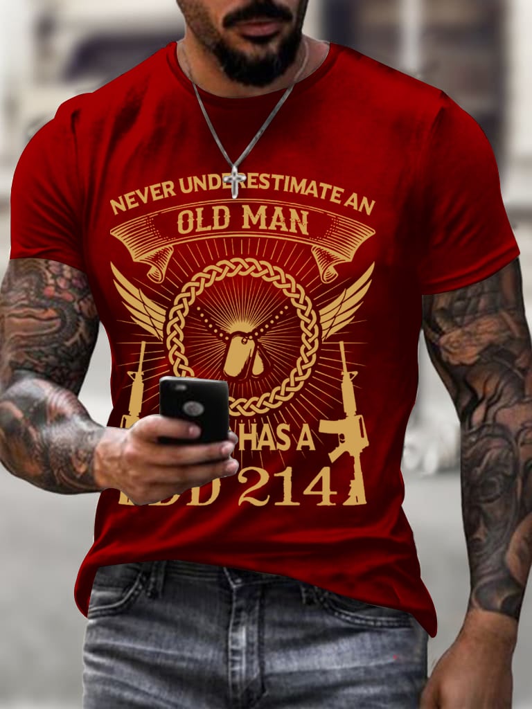 Men's DD-214 Veterans Day Printed Casual Short Sleeve T-Shirt