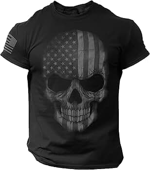 Skull USA  Pattern 100% Cotton T-Shirt