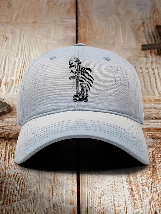 Unisex Veteran's Flag Print Baseball Cap