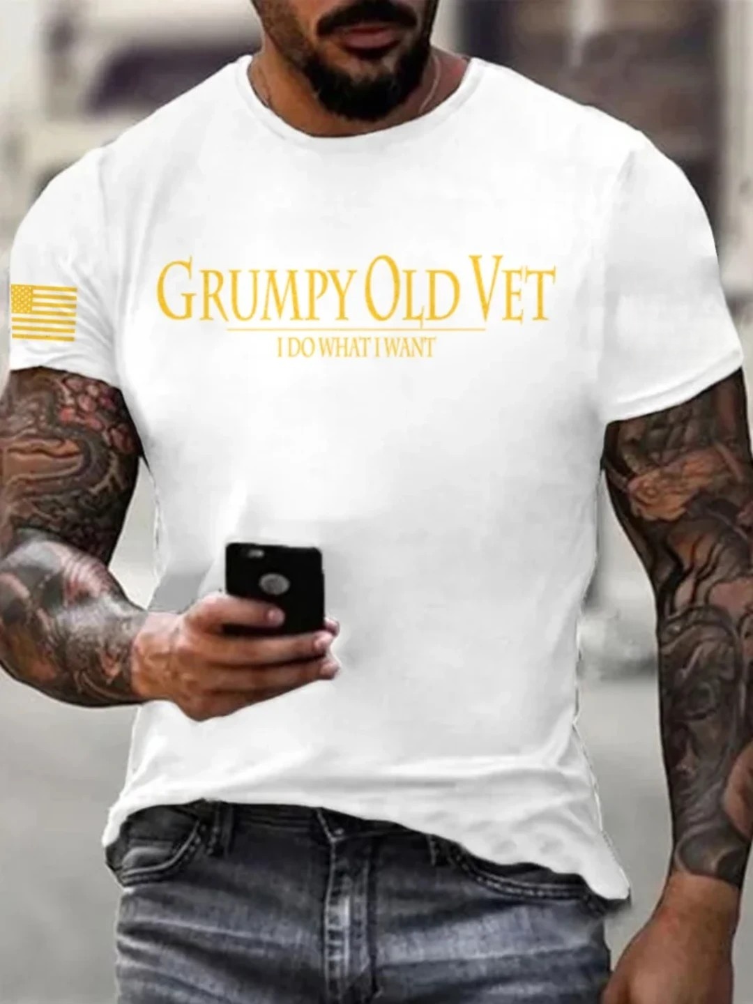 Men's Grumpy OLD Vet Printed Casual T-Shirt
