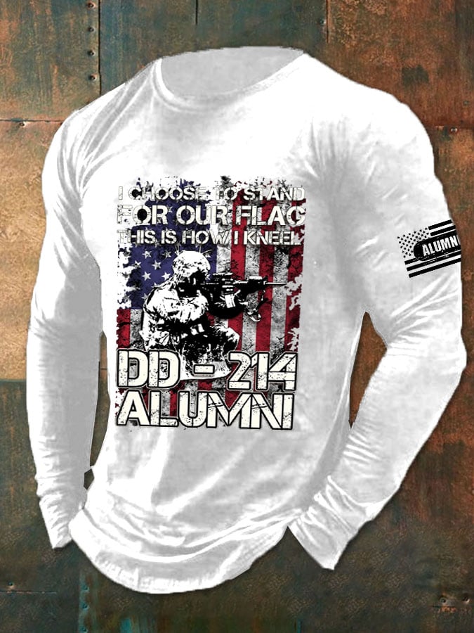 Men's I Choose To Stand For Our Flag This Is How I Kneel DD-214 Print T-Shirt