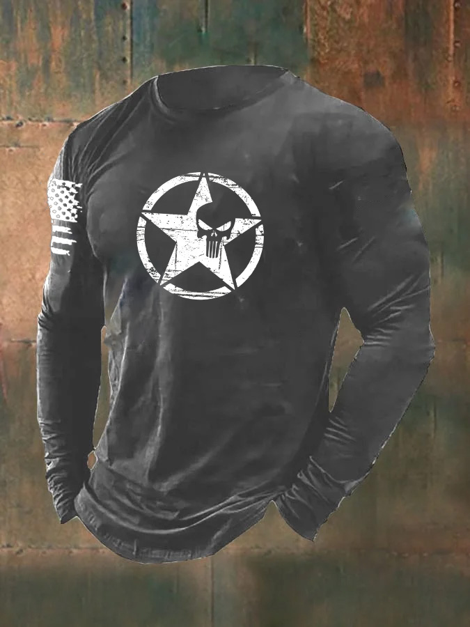 Men's Skull  Pattern Long Sleeve T-Shirt