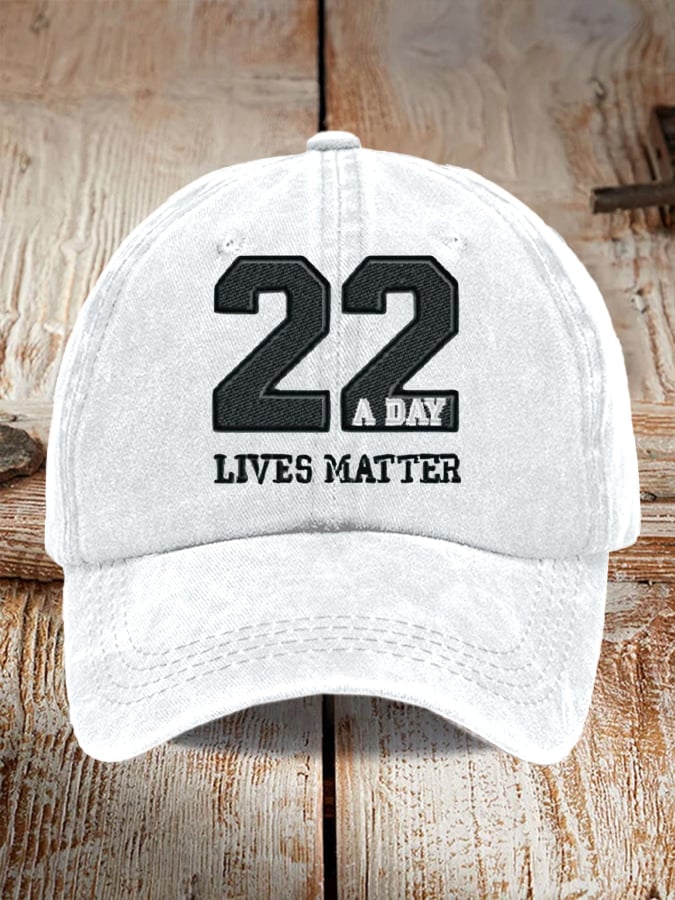 22 Days Lives Matter Veterans Suicide Awareness Print Baseball Cap