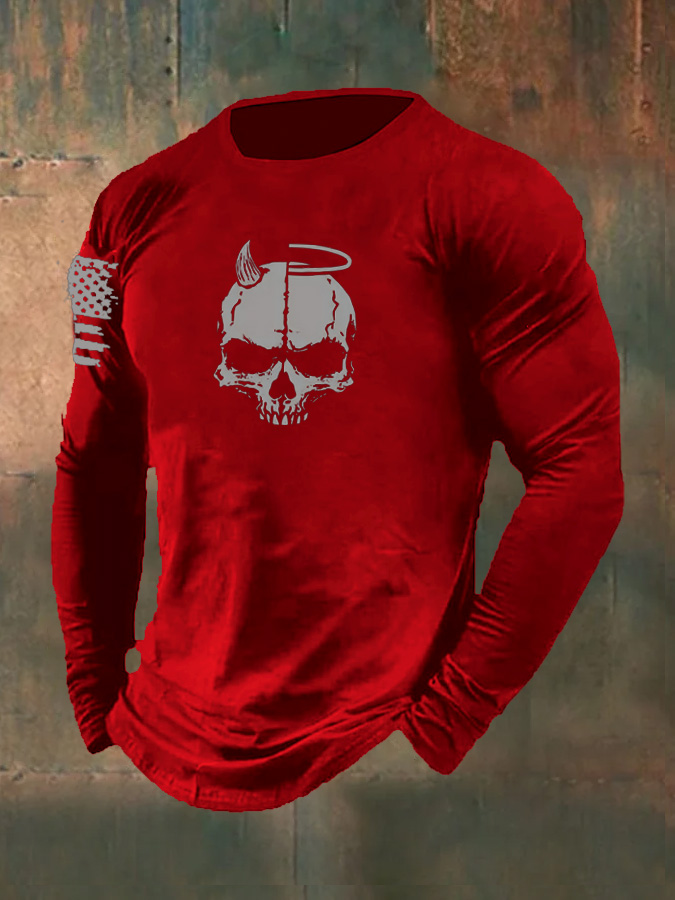 Men's Skull  Pattern Long Sleeve T-Shirt