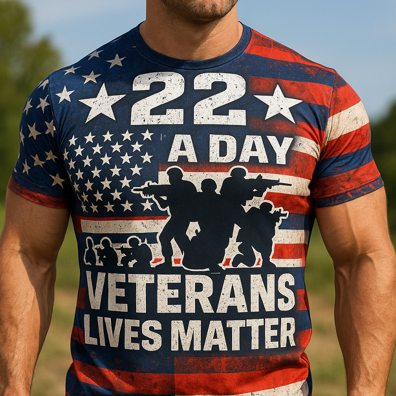 22 A Day Veteran Lives Matter Print T-Shirt