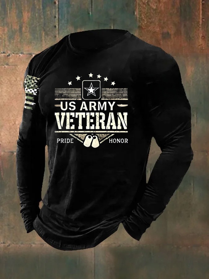 Men's Veterans Day  Pride Veteran Pattern Long Sleeve T-Shirt