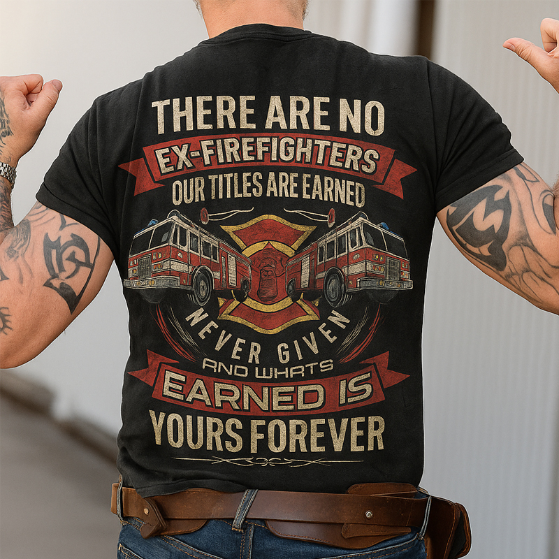 US Firefighter Graphic Print Casual T-Shirt
