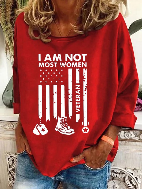 Women's I'M Not Most Women Veteran Print Casual Long Sleeve Sweatshirt