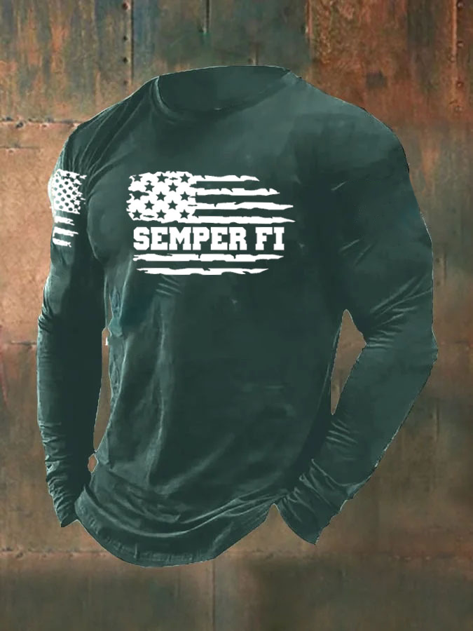 Men'S Semper  Fi Pattern Long Sleeve T-Shirt
