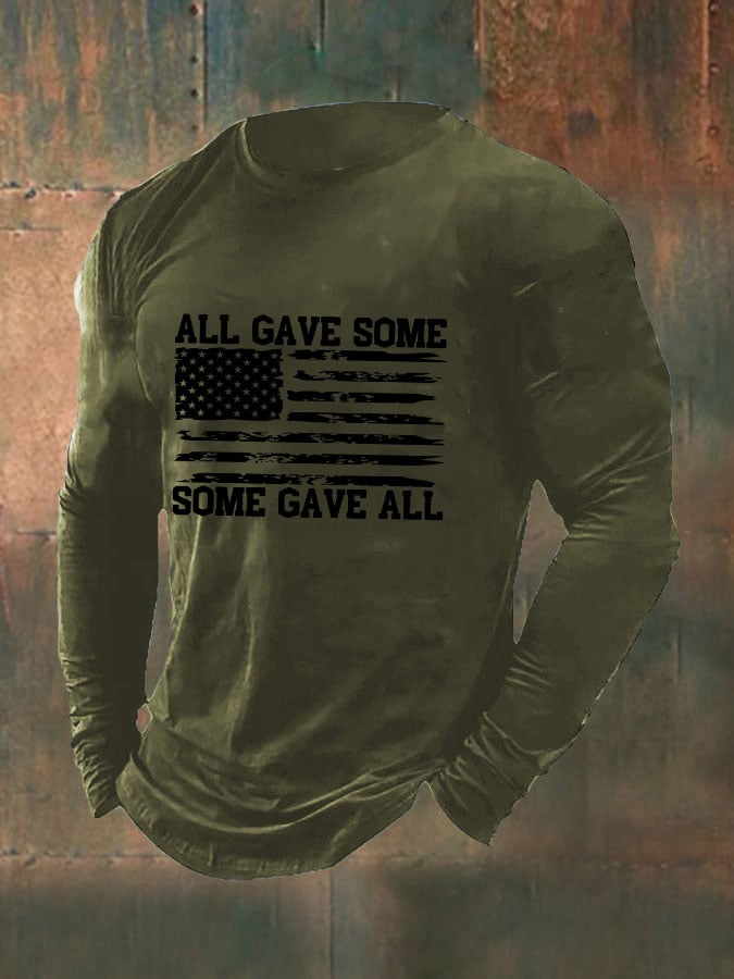 Men's 'All Gave Some, Some Gave All' Print Long Sleeve T-Shirt